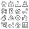 Maps and Home Location Icons Set. Line Style Vector