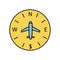 maps and location, airplane, compass line colored icon. elements of airport, travel illustration icons. signs, symbols can be used