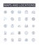 Maps and locations line icons collection. Cartography, Geolocation, Topography, Atlas, Navigation, Terrain, Geocaching