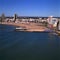 Mar del Plata Argentina, aerial view of the beach in summer with tourists in summer