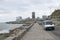 Mar del Plata seascape Sea and gray sky Road and skyline