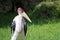 Marabou stork eyeing camera