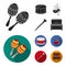 Maracas, drum, Scottish bagpipes, clarinet. Musical instruments set collection icons in black, flat style vector symbol