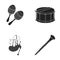 Maracas, drum, Scottish bagpipes, clarinet. Musical instruments set collection icons in black style vector symbol stock