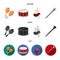 Maracas, drum, Scottish bagpipes, clarinet. Musical instruments set collection icons in cartoon,black,flat style vector