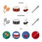 Maracas, drum, Scottish bagpipes, clarinet. Musical instruments set collection icons in cartoon,flat,monochrome style