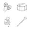 Maracas, drum, Scottish bagpipes, clarinet. Musical instruments set collection icons in outline style vector symbol