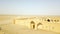 Maranjab Caravanserai in Iran in desert is one of most were built during the Safavid dynasty. Drone flies up to the entrance.