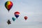 Marathon City, Wisconsin, USA, July 10, 2021: Taste N Glow Balloon Fest. Hot air balloons fill the sky in central Wisconsin