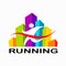 Marathon ,city â€‹â€‹runing, city marathon race, finishing man. Symbol, logo, sign for sports competitions.