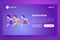 Marathon concept with gradient flat icons: runner are running. Vector illustration, web page template