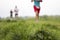 Marathon cross-country running, blurred motion