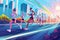 Marathon event poster, Colorful Running poster or banner, illustration