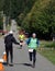 Marathon runner approaching the finish line