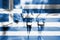 Marathon runner motion blur with blending Greece flag