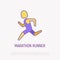 Marathon runner thin line icon. Modern vector illustration