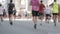 Marathon Runners Crowd Bottom View Legs Out Off Focuss.