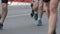 Marathon Runners Crowd Front View Legs Out Off Focuss.