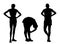 Marathon runners waiting race on start vector silhouette illustration isolated on white background. Sportsman athlete resting.