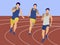 Marathon, sports jogging. Sports competitions, men. In minimalist style Cartoon flat Vector