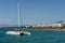 MARBELLA, ANDALUCIA/SPAIN - MAY 26 : Catamaran Entering the Harbour in Marbella Spain on May 26, 2016. Unidentified people