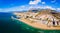Marbella city beach and port aerial panoramic view