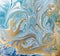 Marble abstract acrylic background. Blue marbling artwork texture. Golden glitter.