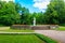 Marble allegorical statue Peace in Pavlovsk park, Russia