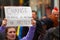 MARBLE ARCH, LONDON, ENGLAND- 20 March 2021: Protester holding a sign at the Vigil for the Voiceless anti-lockdown protest