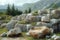 Marble blocks in a mountainous outdoor setting