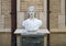 Marble bust of bishop Francis Asbury in the Garden of the First United Methodist Church in Fort Worth, Texas.
