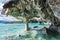 Marble caves Capillas del Marmol, General Carrera lake, landscape of Lago Buenos Aires, Patagonia, Chile