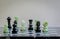 Marble chess pieces, on a marble chessboard. Closeup