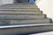 Marble and concrete stairs under construction, front entrance to the house