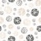 Marble effect circle vector seamless pattern background. Scattered marbling stencil style round pebble shapes backdrop