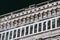 Marble facade of Giotto campanile at night in Florence, Italy