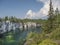 Marble Lake in Ruskeala in Karelia, Russia. An international tourist route, Blue Highway, Norway-Sweden-Finland-Russia. Top view