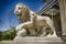 Marble lion statue of Vorontsov palace in Crimea Russian Federation