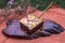 Marble loaf cake with Chocolate glaze on beautiful background