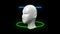 Marble mannequin head surrounded by a green and blue light circle intro able to loop seamless