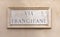 Marble plate with Street name via Frangipane - engl: almond paste street -  at the wall in Rome