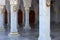 Marble posts of Mubarak Mosque, Islamic church in Egypt. Big mosque in Sharm-El-Sheikh at daytime. Architecture details