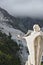 Marble quarries in Colonnata and monument to the quarryman.  The town is famous for the lardo di Colonnata and for the extraction