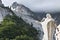 Marble quarries in Colonnata and monument to the quarryman.  The town is famous for the lardo di Colonnata and for the extraction