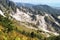 Marble quarry view from Campo Cecina. Mediterranean sea visible.