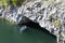 Marble quarry, water cave in the rock.