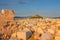 Marble Ruins and Lycabettus Hill View in Athens at Sunset