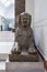 Marble Sphinx statue guards an entrance way