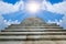 The marble staircase and of blue white clouds sunrise sky