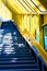 Marble staircase with a steel handrail